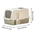 Premium Stainless Steel Cat Litter Box with Flip Cover - White