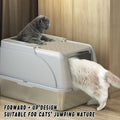 Premium Stainless Steel Cat Litter Box with Flip Cover - White
