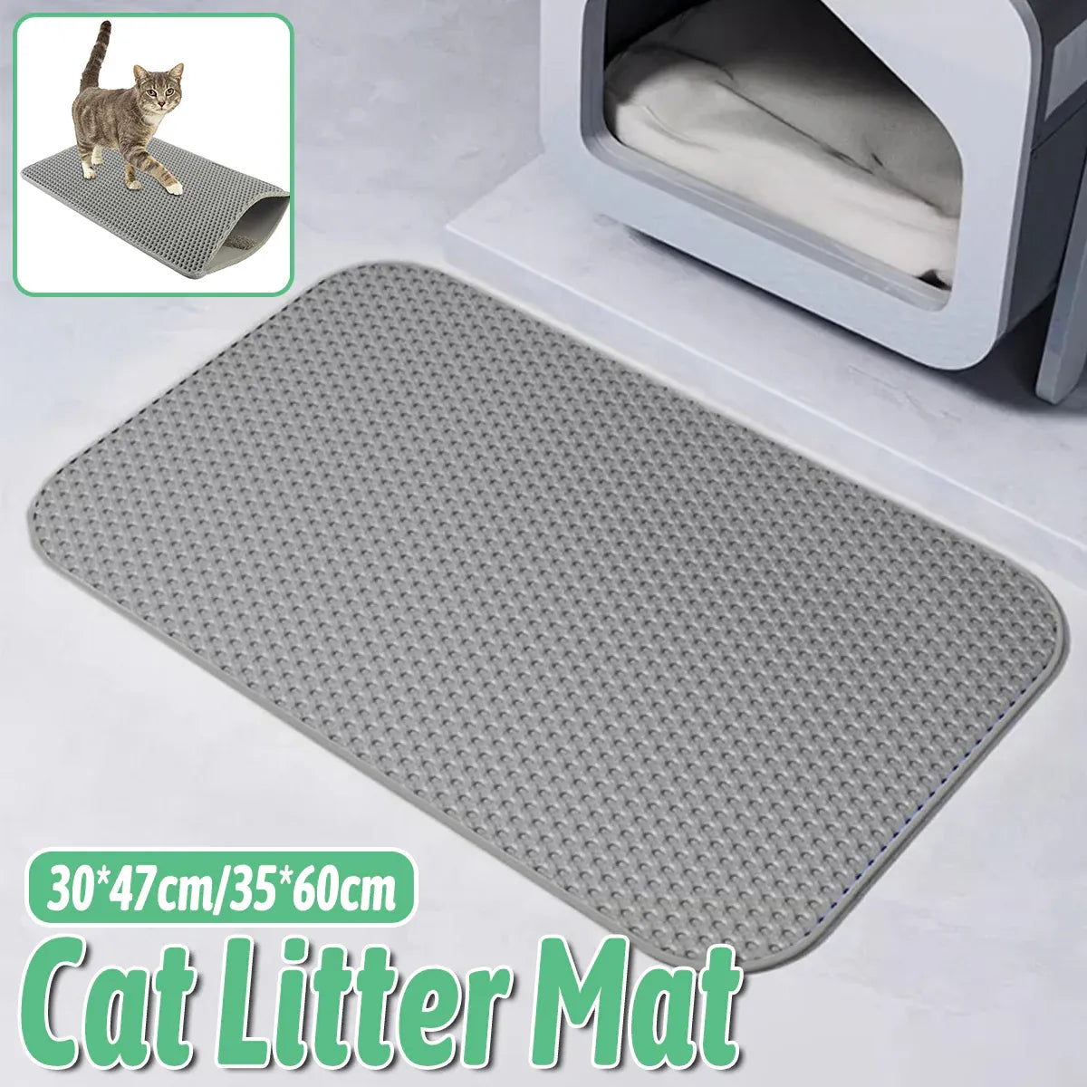 Premium Washable Cat Litter Mat Waterproof Honeycomb Pad - 30 x 47cm