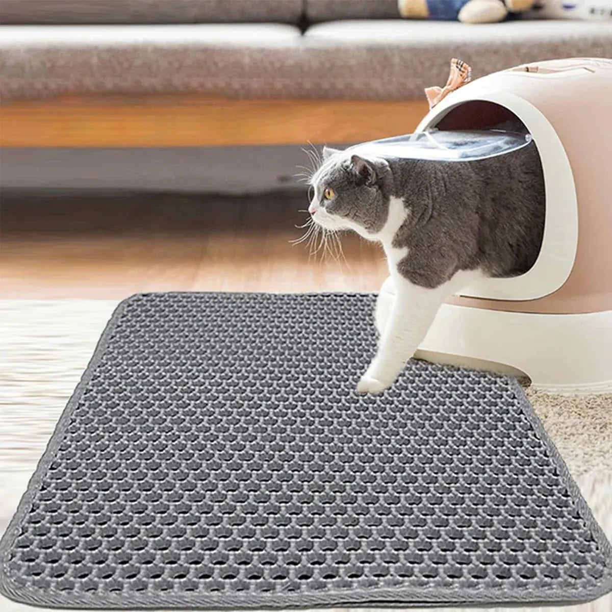 Premium Washable Cat Litter Mat Waterproof Honeycomb Pad - 30 x 47cm