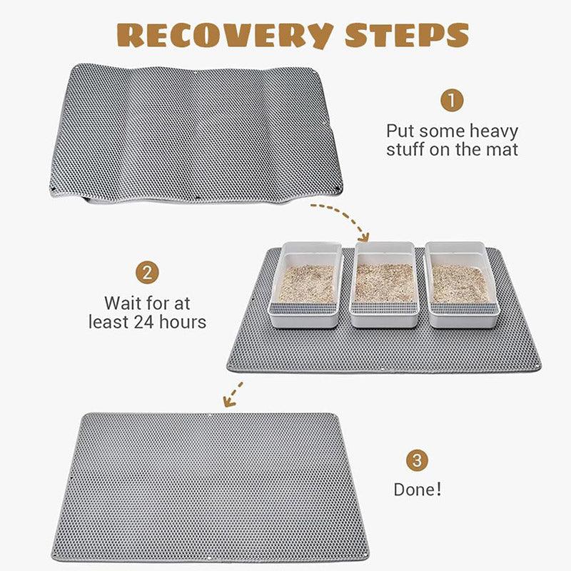 Double Layer Cat Litter Mat Waterproof Non-Slip Easy to Clean - 75x55cm