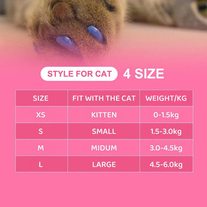 100PCS Anti Scratch Paw Covers for Cats and Kittens Nail Protector Soft Paw - Shiny-XS