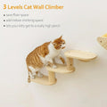 Premium Solid Wood Wall Mounted Cat Climbing Tree with Sisal Scratcher