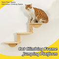 Premium Solid Wood Wall Mounted Cat Climbing Tree with Sisal Scratcher