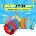 Premium Foldable Rainbow Cat Tunnel with Hanging Ball Toy