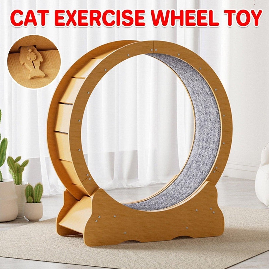 Premium Wooden Cat Exercise Wheel with Silent Roller