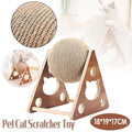 Wooden Cat Scratcher Toy with Rotating Sisal Ball, 18 × 19 × 17 cm - SuperSaverAU - view 1