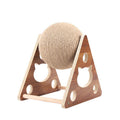 Wooden Cat Scratcher Toy with Rotating Sisal Ball, 18 × 19 × 17 cm - SuperSaverAU - view 2