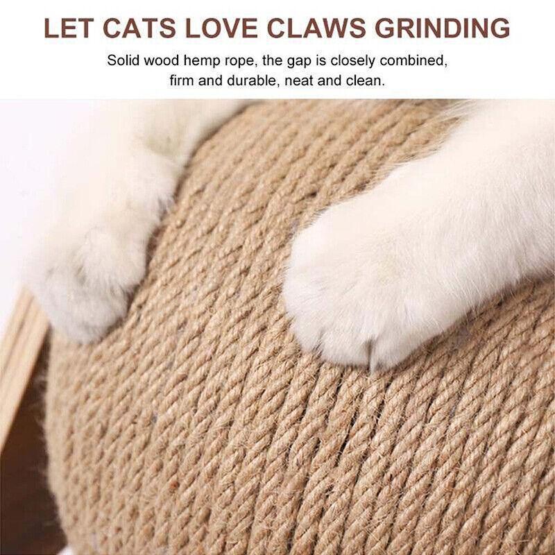 Wooden Cat Scratcher Toy with Rotating Sisal Ball, 18 × 19 × 17 cm - SuperSaverAU - view 4