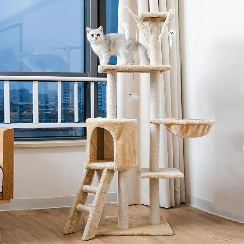 Cat Tree Scratching Post Gym House Condo Scratcher Tower - 49cm x 35cm x 135cm - Brown - SuperSaverAU - view 4