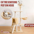Cat Tree Scratching Post Gym House Condo Scratcher Furniture Tower - 49cm x 35cm x 135cm - Grey/Brown - SuperSaverAU - view 1