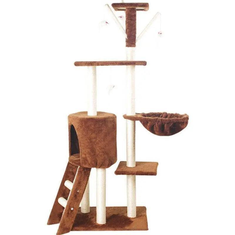 Cat Tree Scratching Post Gym House Condo Scratcher Furniture Tower - 49cm x 35cm x 135cm - Grey/Brown - SuperSaverAU - view 7