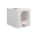 Pink Fully Enclosed Cat Litter Box 38x51x39 cm with Pull-Out Tray - SuperSaverAU - view 2