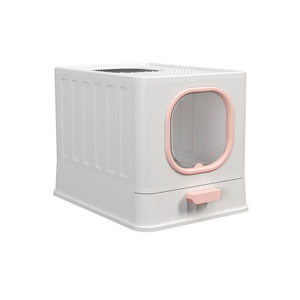 Pink Fully Enclosed Cat Litter Box 38x51x39 cm with Pull-Out Tray - SuperSaverAU - view 2
