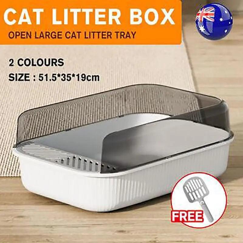 Cat Litter Box with Splash Guard and Wide Opening for Cats - Grey - SuperSaverAU - view 1