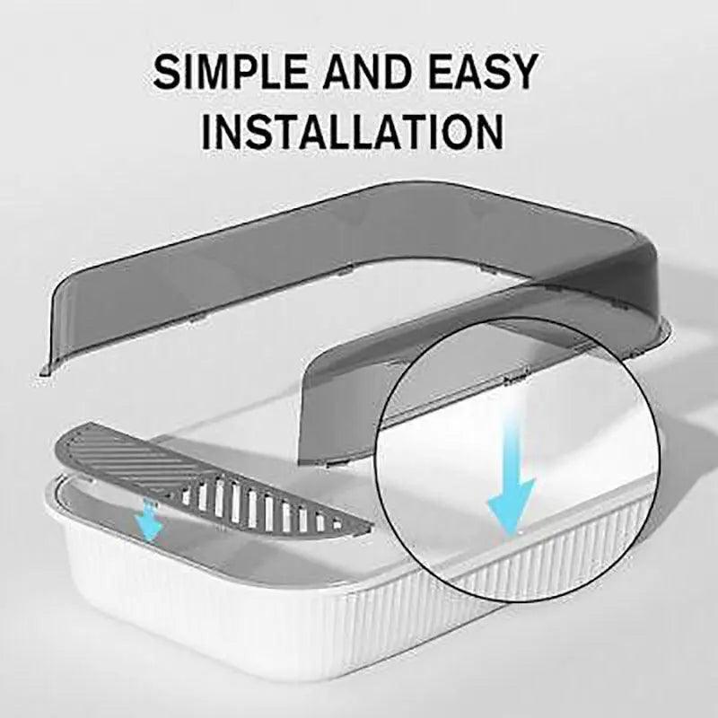 Cat Litter Box with Splash Guard and Wide Opening for Cats - Grey - SuperSaverAU - view 4
