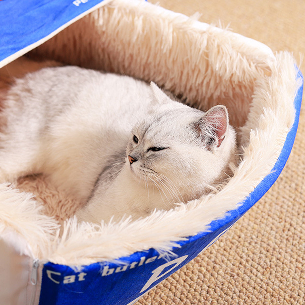 Rectangular Cookie Box Pet Bed for Cats Dogs - Soft Plush, Enclosed Design, Red M - SuperSaverAU - view 4