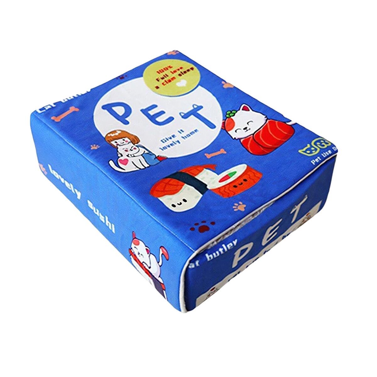 Rectangular Cookie Box Pet Bed for Cats Dogs - Soft Plush, Enclosed Design, Red M