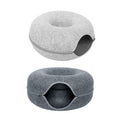 Felt Cat Tunnel Bed Donut Cave Nest for Kittens & Small Pets 50x30cm - Dark Grey - SuperSaverAU - view 2