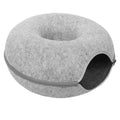 Felt Cat Tunnel Bed Donut Cave Nest for Kittens & Small Pets 50x30cm - Dark Grey - SuperSaverAU - view 6