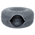 Felt Cat Tunnel Bed Donut Cave Nest for Kittens & Small Pets - S 50x30cm - Light Grey - SuperSaverAU - view 6