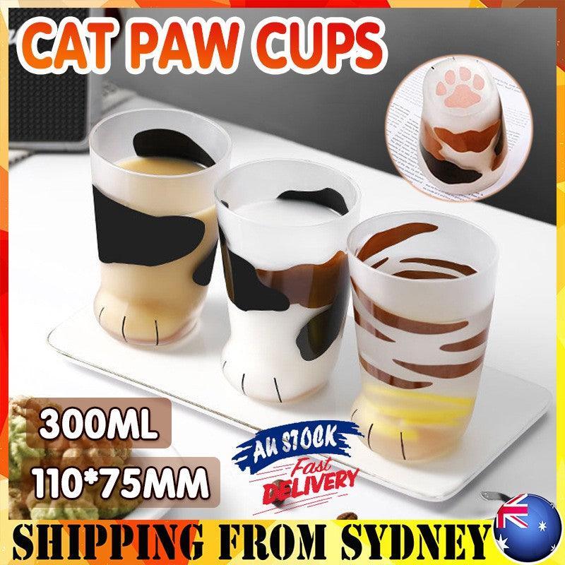 Cat Paw Frosted Calico Cups Glass - 300ml, 11cm x 7.5cm, Cute Gift Tumbler - SuperSaverAU - view 1
