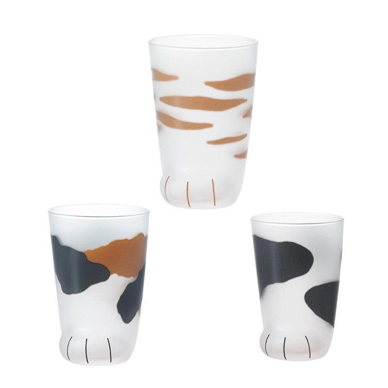 Cat Paw Frosted Calico Cups Glass - 300ml, 11cm x 7.5cm, Cute Gift Tumbler - SuperSaverAU - view 2