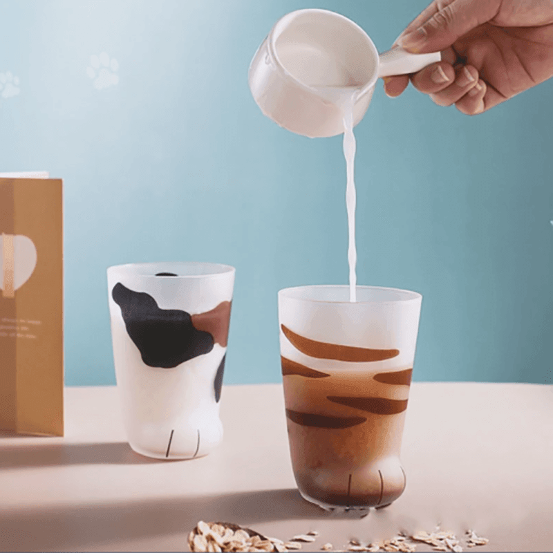 Cat Paw Frosted Calico Cups Glass - 300ml, 11cm x 7.5cm, Cute Gift Tumbler - SuperSaverAU - view 4
