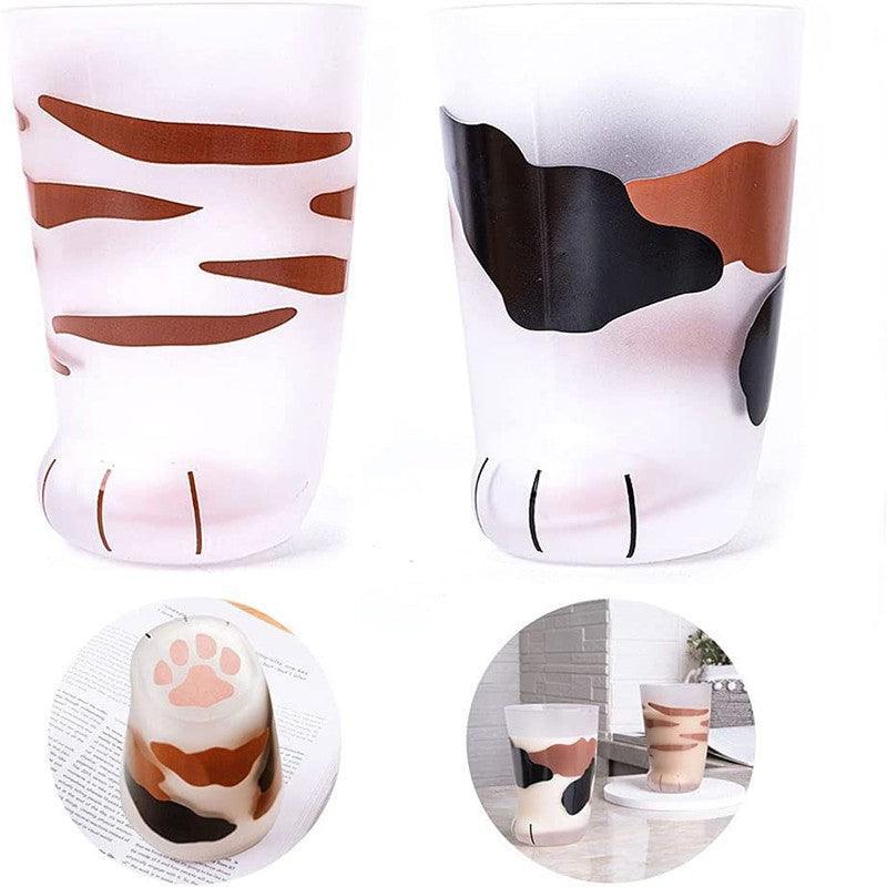 Cat Paw Frosted Calico Cups Glass - 300ml, 11cm x 7.5cm, Cute Gift Tumbler - SuperSaverAU - view 5