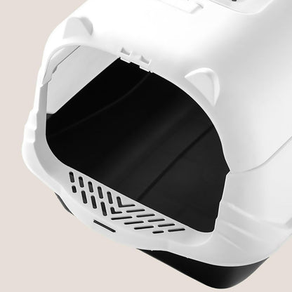 Enclosed Cat Litter Box with Dual-Swing Doors, 90° Flip-Top Lid, Black, 36×51×37 cm