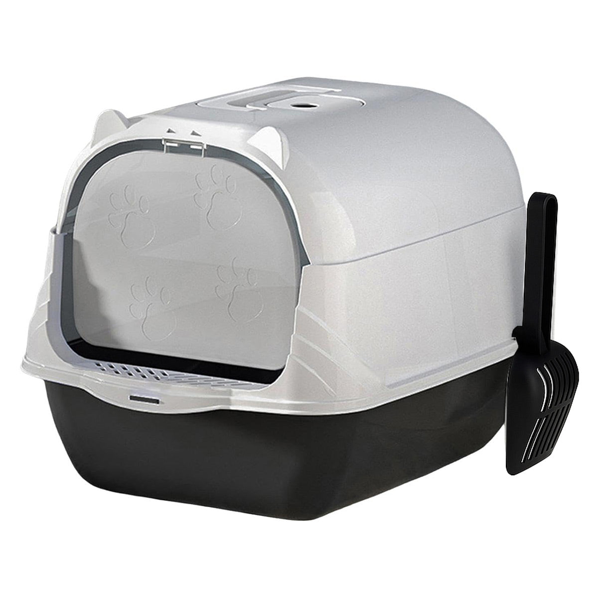 Enclosed Cat Litter Box with Dual-Swing Doors, 90° Flip-Top Lid, Black, 36×51×37 cm - SuperSaverAU - view 8