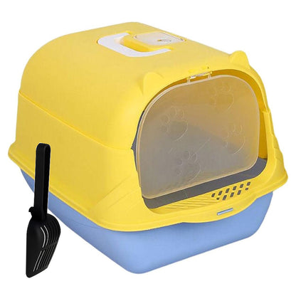 Enclosed Cat Litter Box with Dual-Swing Doors, 36 × 51 × 37 cm, Purple