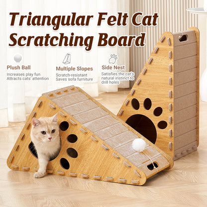 Triangle Cat Scratch Board - Felt Claw Pad, 40 × 60 × 30 cm, Durable, All-Season Use