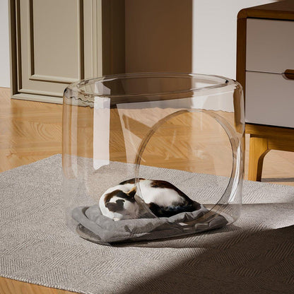 Transparent Cat House - Semi-Enclosed, Spacious, 13.77 x 11.02 x 11.4 inches