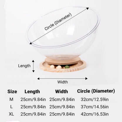 Acrylic Space Capsule Cat Bed - Semi-Closed, Turntable Base, L Size
