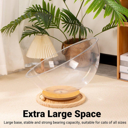 Acrylic Space Capsule Cat Bed - Semi-Closed, Turntable Base, L Size