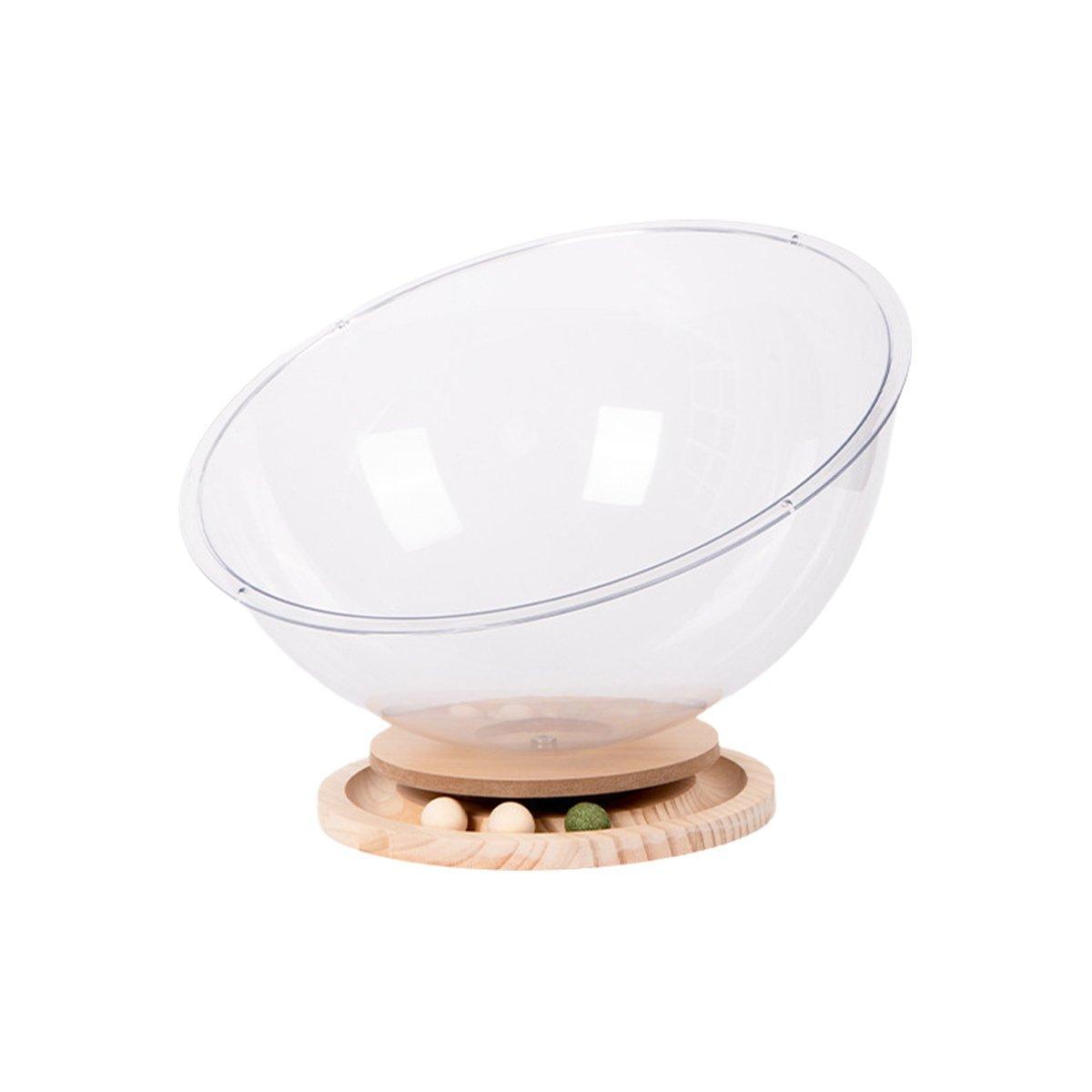 Acrylic Space Capsule Cat Bed - Semi-Closed, Turntable Base, L Size