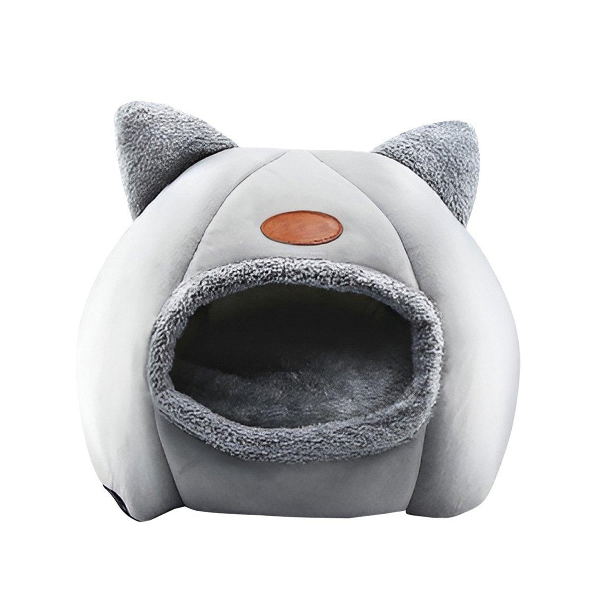 Cat Bed Winter Warm Enclosed Nest, Plush, Non-Slip, Grey, XL
