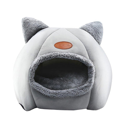 Cat Bed Winter Warm Enclosed Nest, Plush, Non-Slip, Grey, XL
