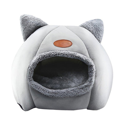 Cat Bed Winter Warm Enclosed Nest, Plush, Non-Slip, Grey, XL
