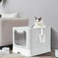 Cat Litter Box Enclosed Grey 51x41x38cm, Easy Clean, Foldable, Drawer Design - SuperSaverAU - view 5