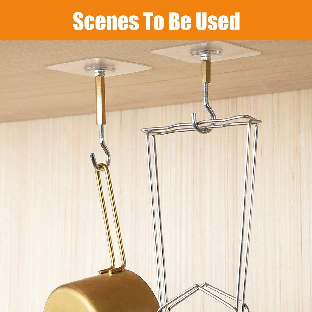 Premium 12 Pack Open Stainless Steel Self Adhesive Ceiling Hooks Heavy Duty