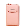 Premium Pink PU Leather Mobile Phone Crossbody Bag