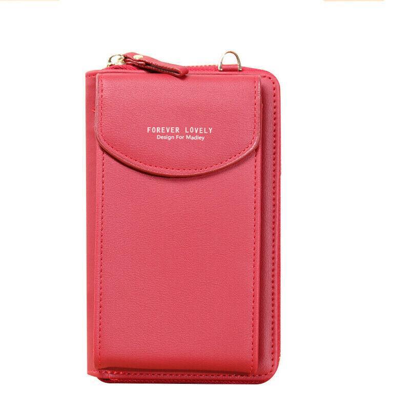 Premium Red PU Leather Mobile Phone Crossbody Bag
