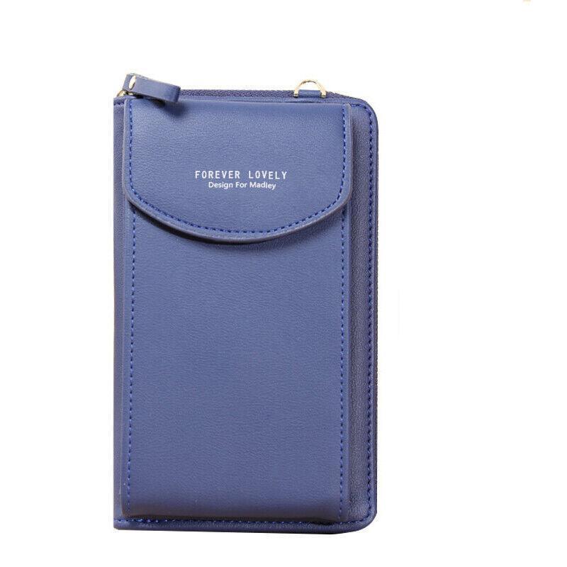 Premium Light Blue PU Leather Mobile Phone Crossbody Bag