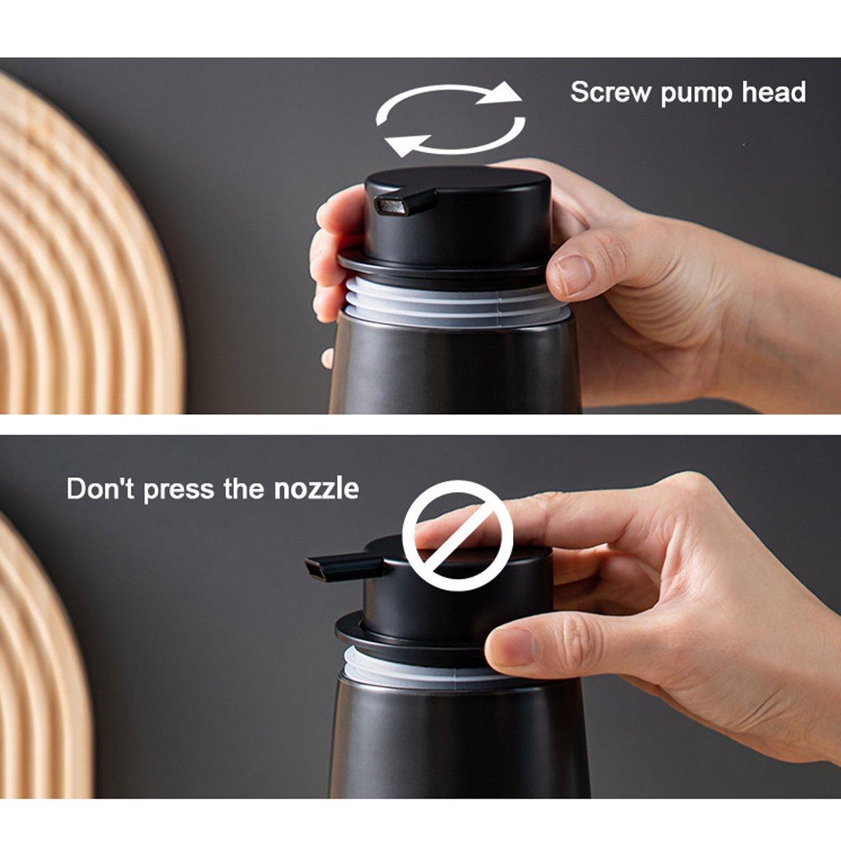 Premium Black 400ml Ceramic Soap Dispenser with Lotion Pump for Bathroom Vanity