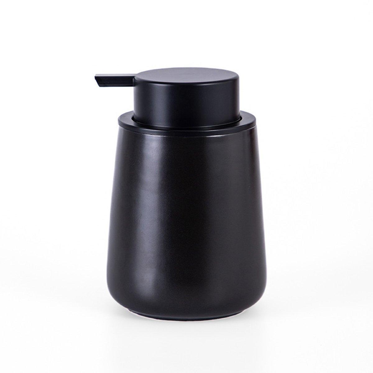 Premium Black 400ml Ceramic Soap Dispenser with Lotion Pump for Bathroom Vanity