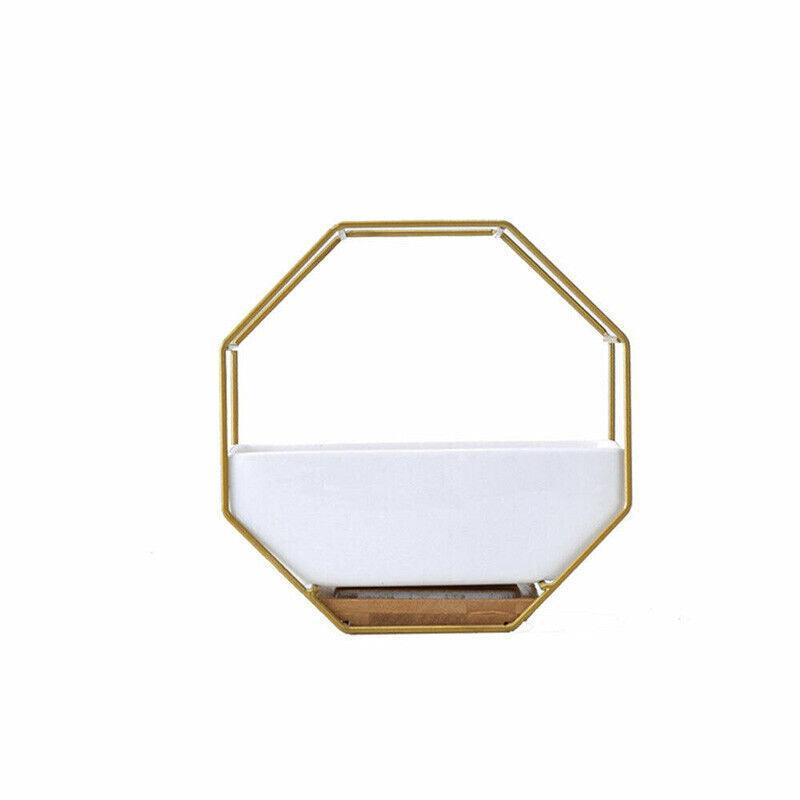 Wall Hanging Ceramic Planter Pot 17.7x8.5x5.8cm - Gold Frame, Modern Design