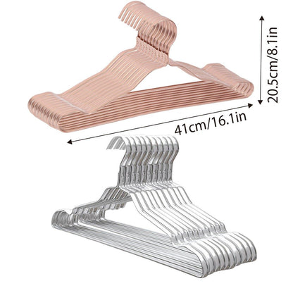 10PCS Metal Clothing Hangers Anti-slip Aluminium Alloy Drying Rack Coat Hanger - Champagne Gold