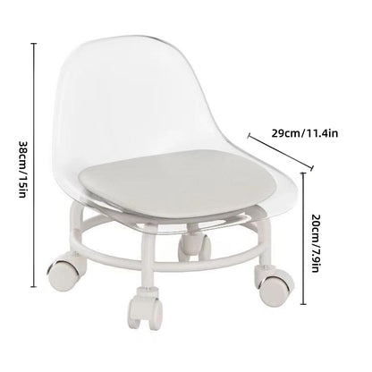 Grey Stool with Universal Wheels and Backrest - Comfortable Short Stool